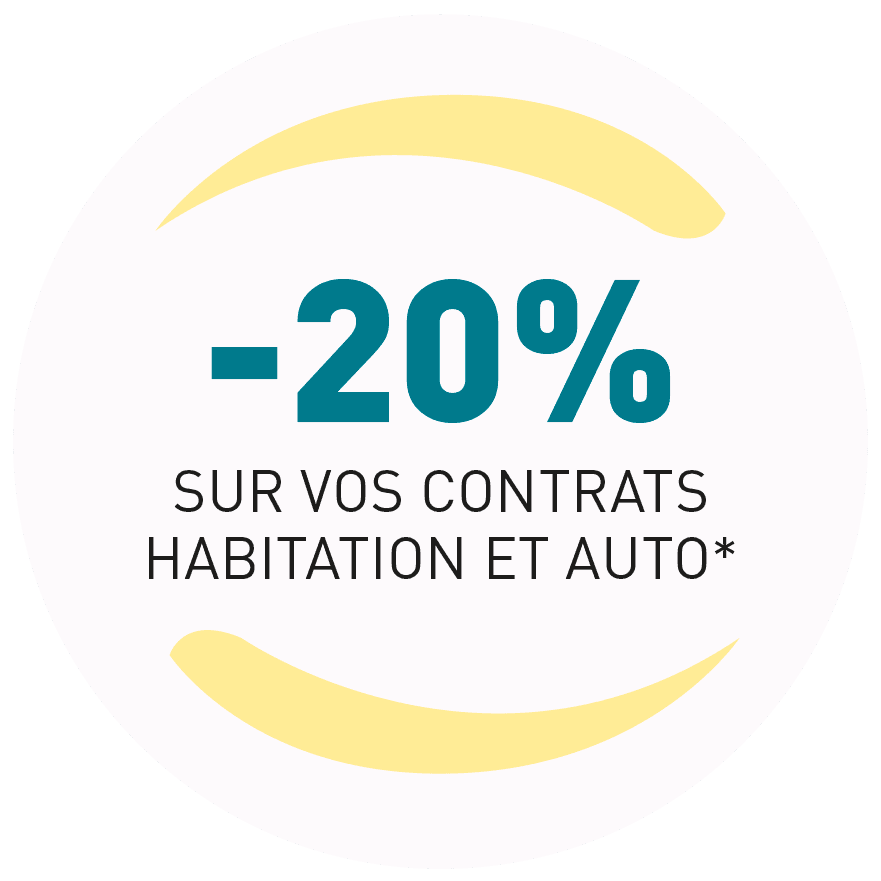 -20% sur vos contrats habitation et auto*   