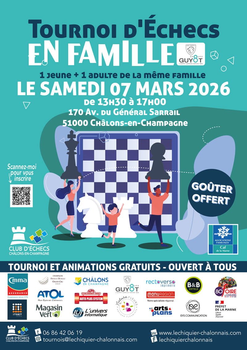 Tournoi Famille Échiquier Châlonnais du 07 mars - CMMA Assurance partenaire