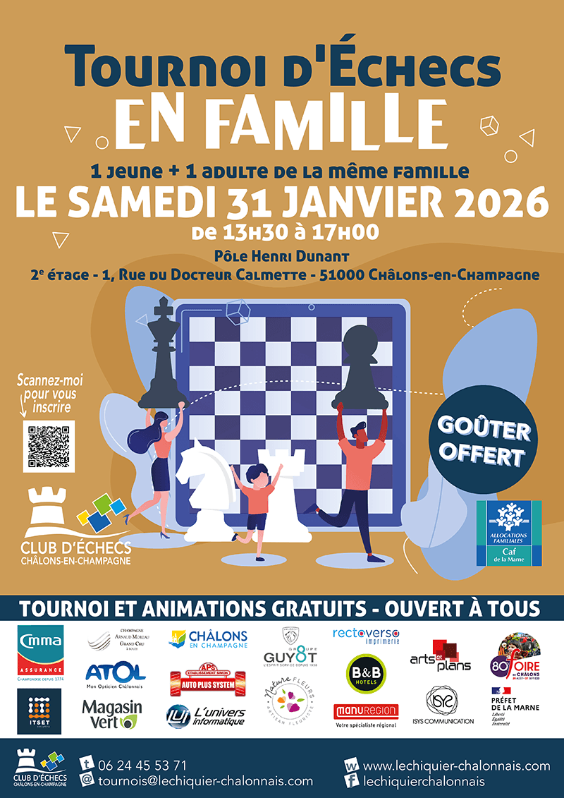 Tournoi Famille Échiquier Châlonnais - CMMA Assurance partenaire