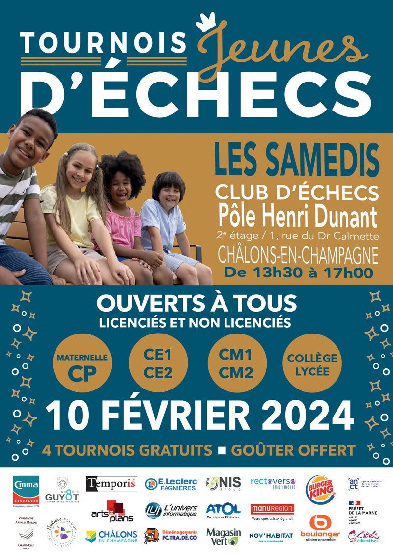 Tournoi Jeunes Châlons Échiquier Châlonnais - CMMA Assurance partenaire