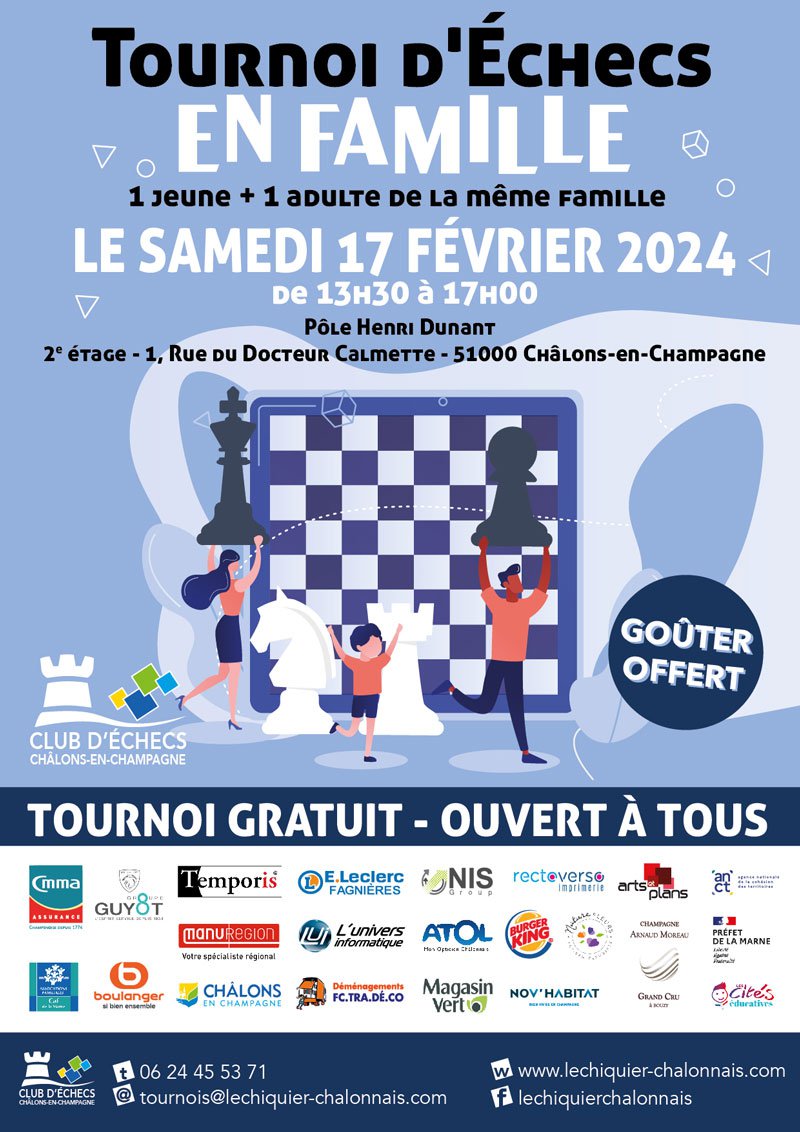 Tournoi Famille Cercle Vert Échiquier Châlonnais - CMMA Assurance partenaire