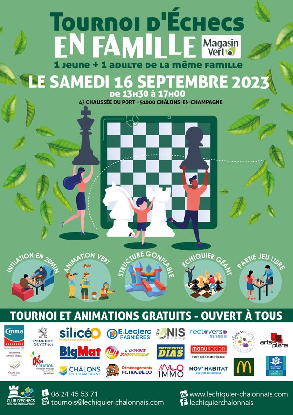 Tournoi Famille Cercle Vert Échiquier Châlonnais - CMMA Assurance partenaire